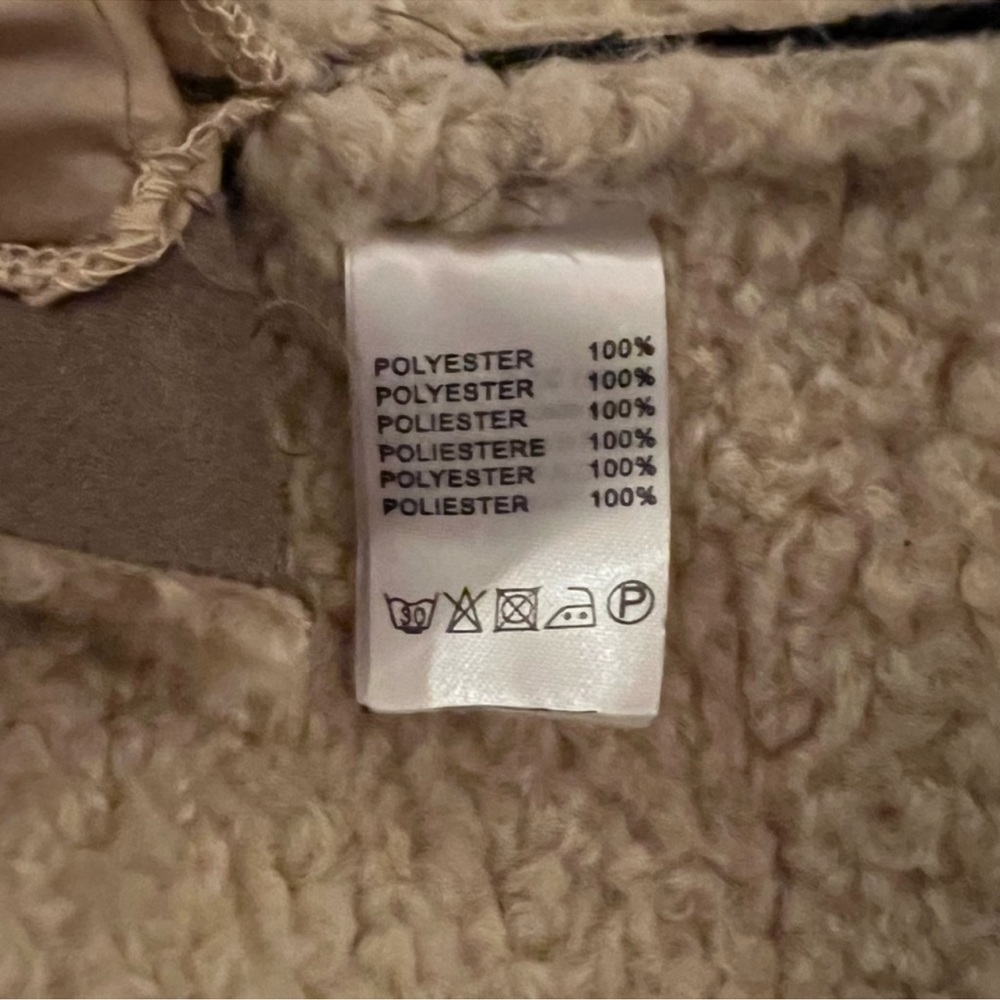 JCL moto faux suede bomber jacket tan light brown teddy sherpa size M - Picture 4 of 15